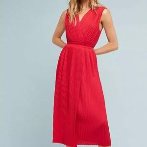 Tracey Reece Red Dress!  Anthropologie Pleated